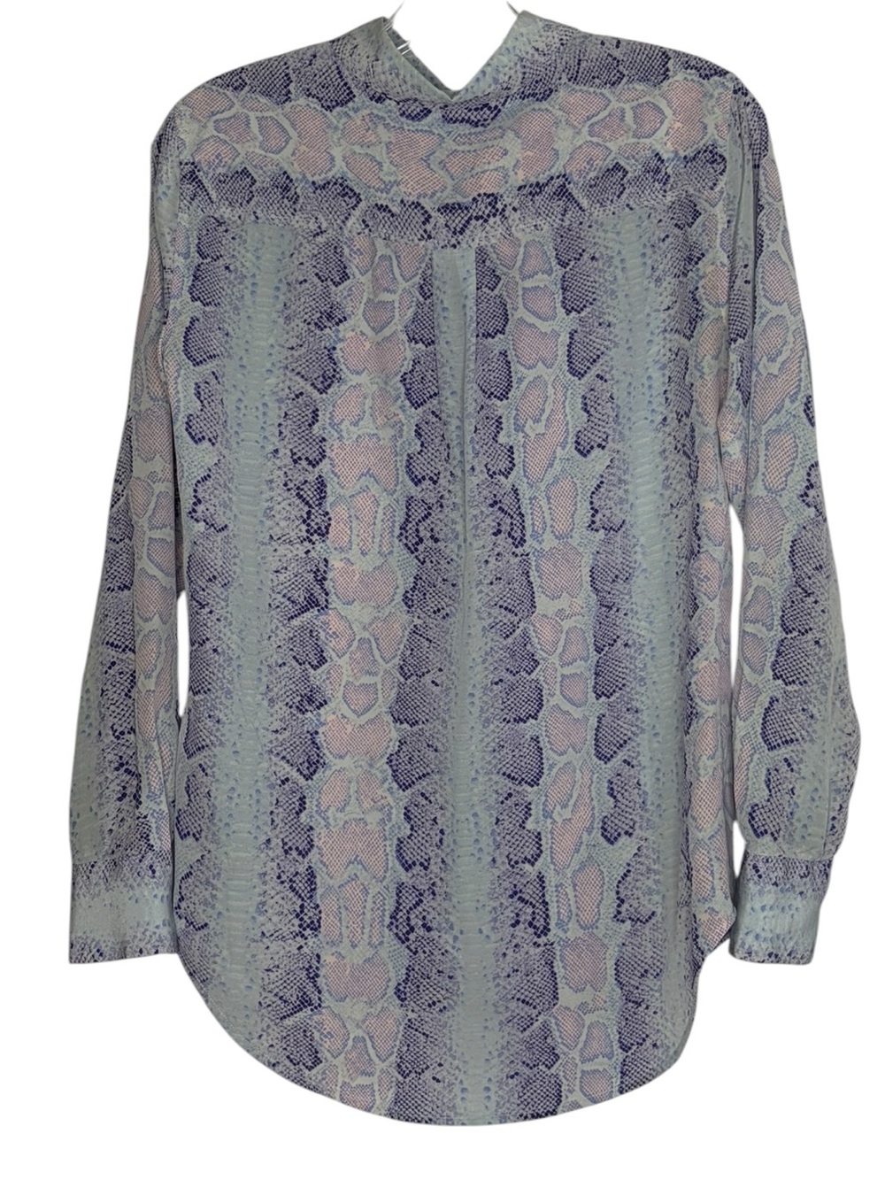 Equipment Silk Snake Print Button Down Silk Blouse XS Blue Pink - Picture 3 of 5